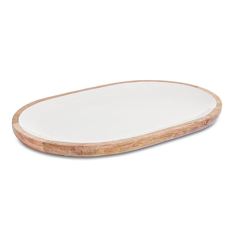Palermo Oval Platter in Mango Wood & Enamel - Large