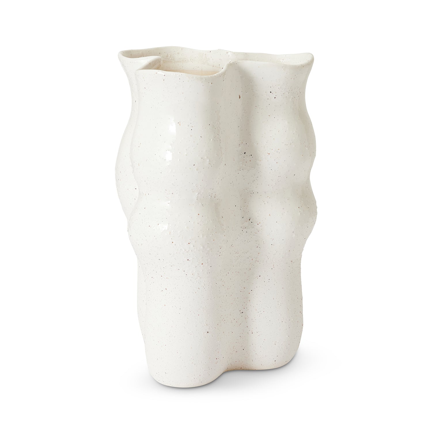 August Wavy Cream Ceramic Vase