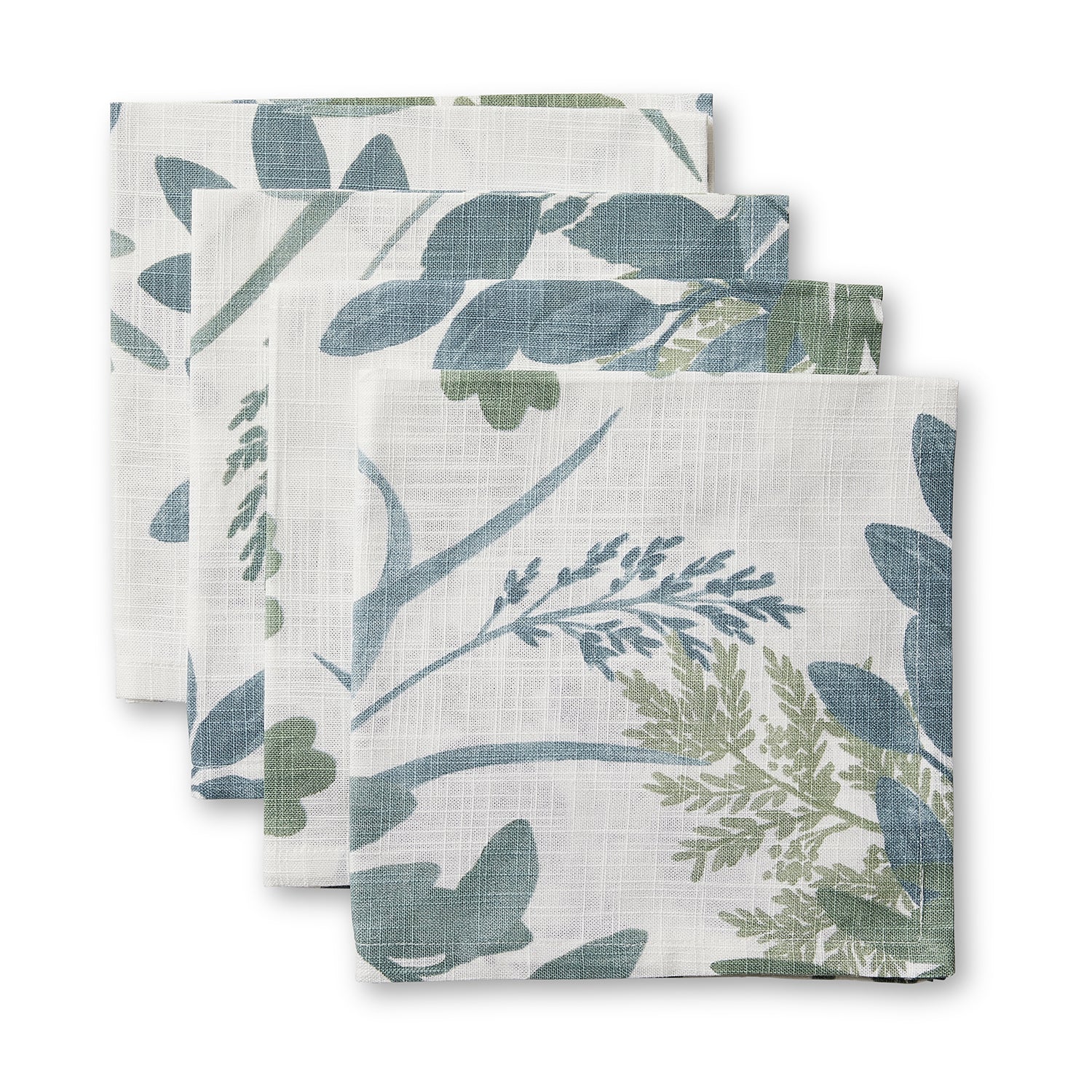 Moss Meadow Seafoam Floral Cotton Napkins - Set of 4