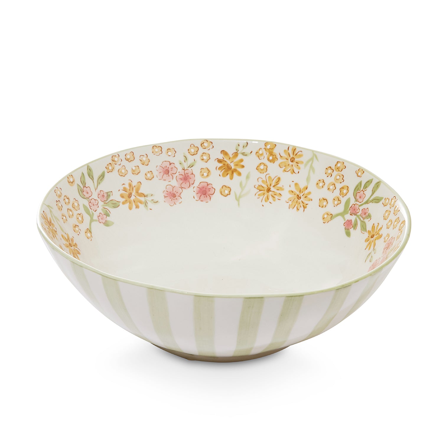 Camille Floral Pink/ Green Large Ceramic Bowl