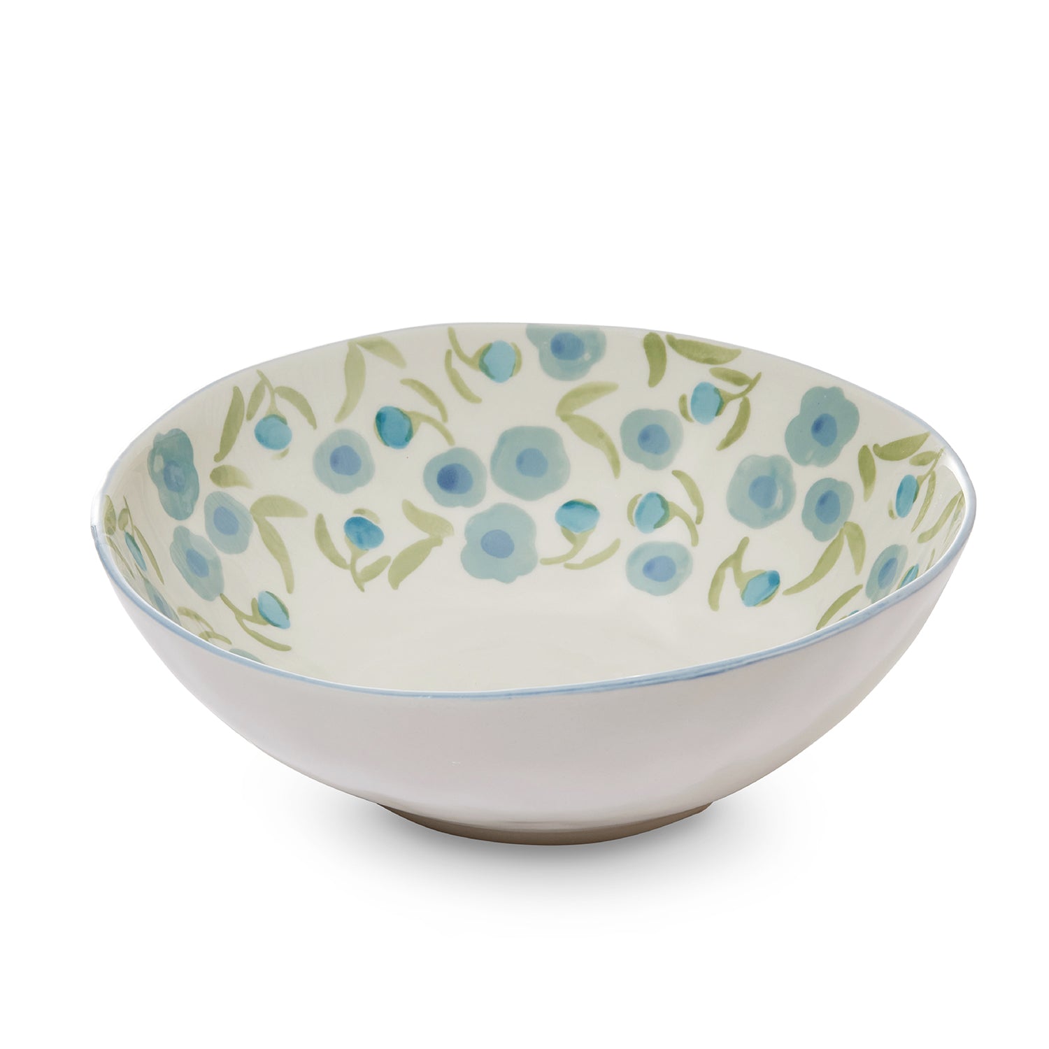 Lillian Blue / Green Large Floral Ceramic Bowl