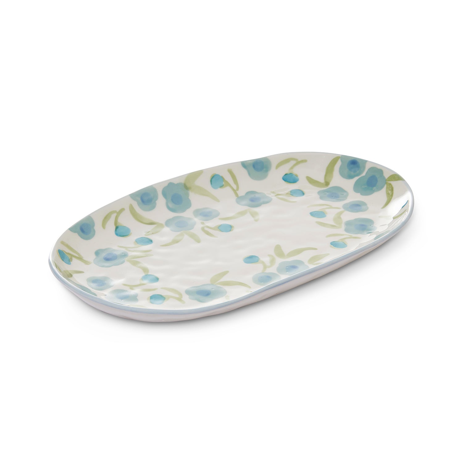 Lillian Floral Blue / Green Rectangular Ceramic Platter