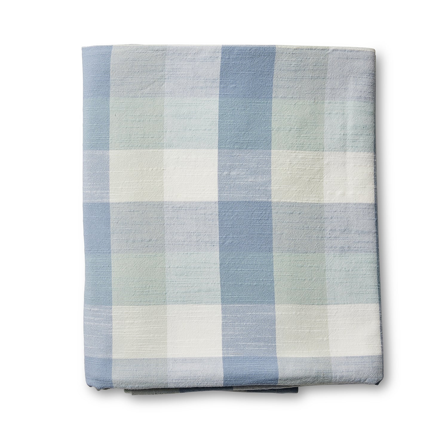 Blue Sky & Green Gingham Cotton Tablecloth