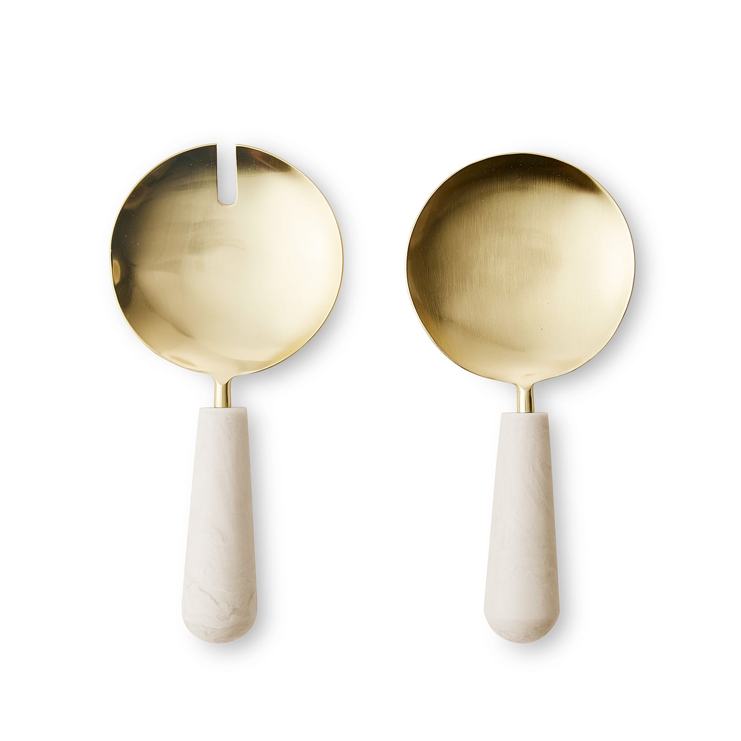 Aries Cream/ Brass Salad Server Set