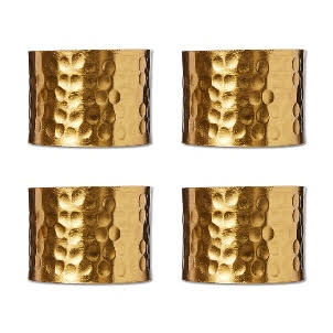 Alma Gold Beaten Napkin Ring - Set Of 4
