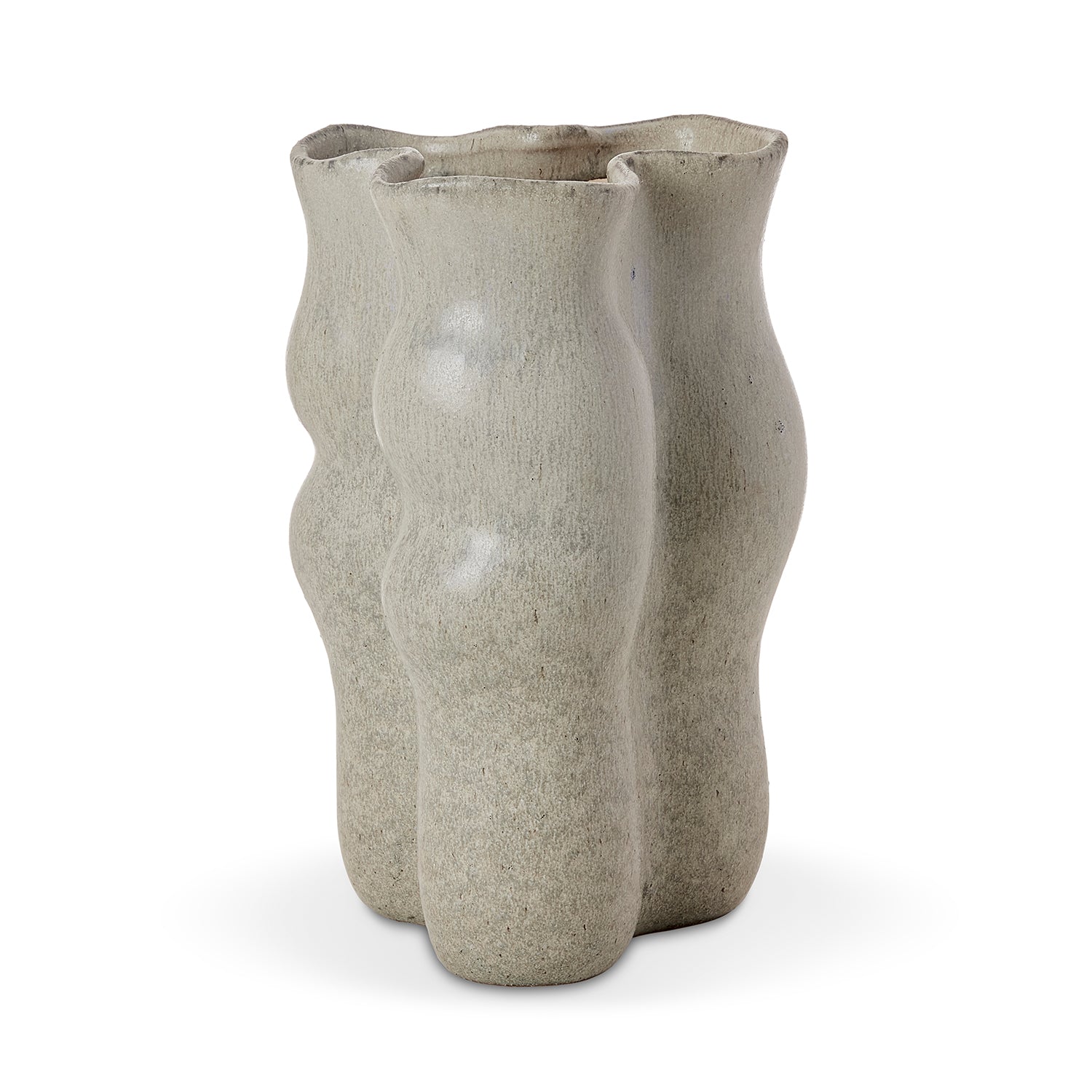August Wavy Mineral Green Ceramic Vase