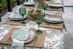Floral Whimsy neutral botanical cotton napkins set of four with a delicate foliage print on textured off-white fabric.