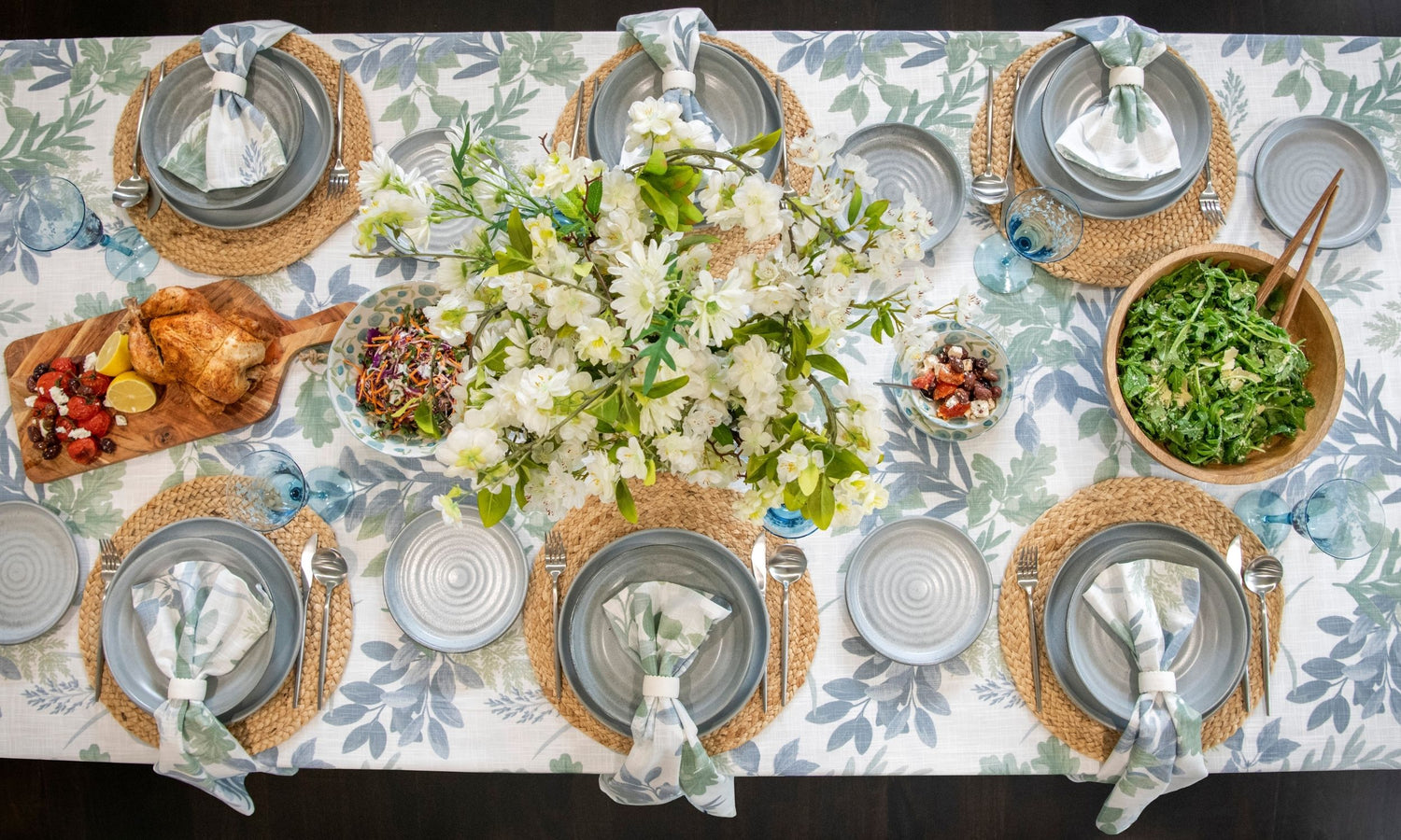 Moss Meadow Seafoam Tablecloth