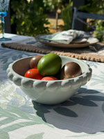 Coastal Blue small ceramic bowl featuring a soft pale blue glaze, rounded shape and decorative raised beaded rim.