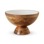 Palermo Pedestal Mango Wood & Enamel Bowl - Large