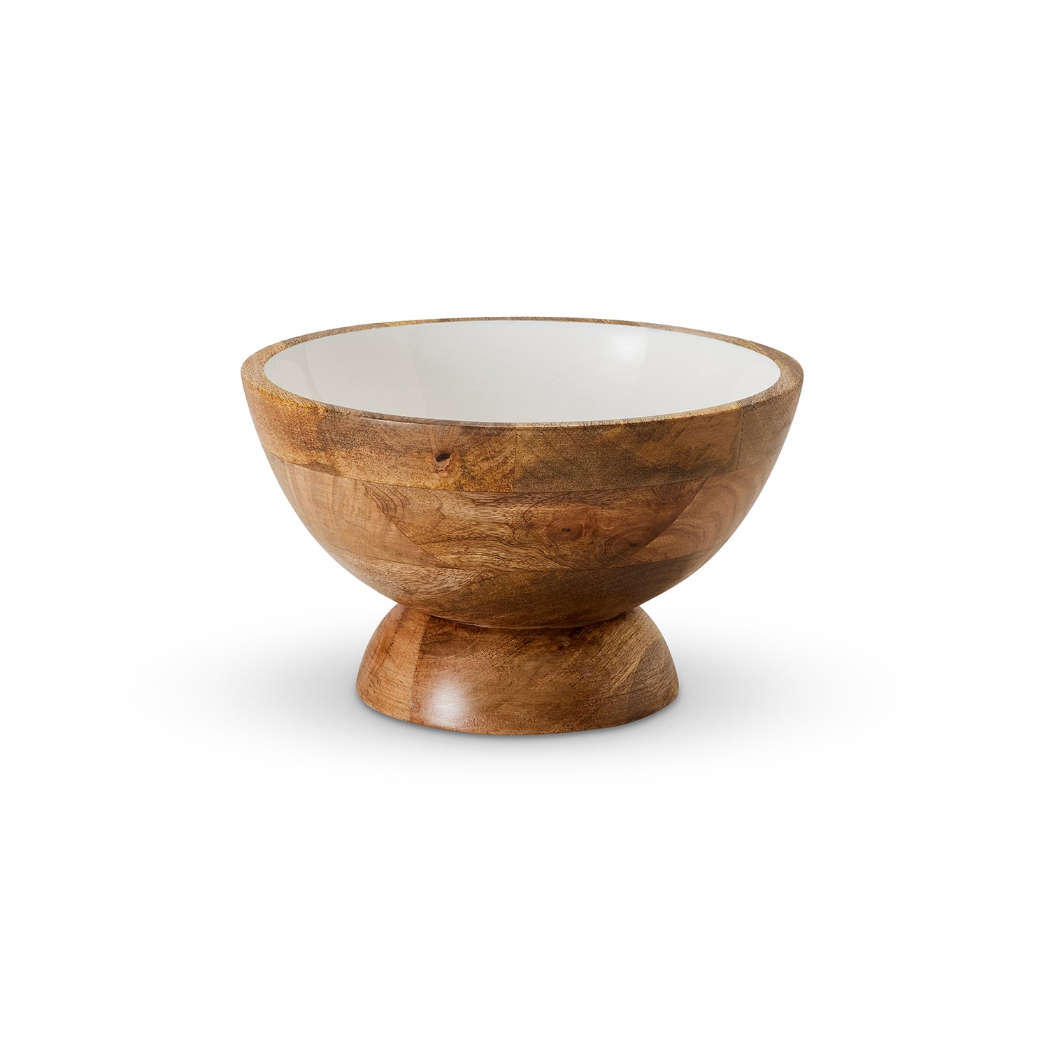 Palermo Pedestal Mango Wood & Enamel Bowl - Small
