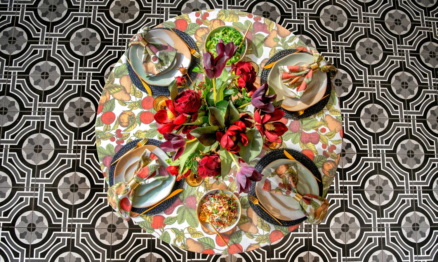 Ruby Orchard Multi Tablecloth