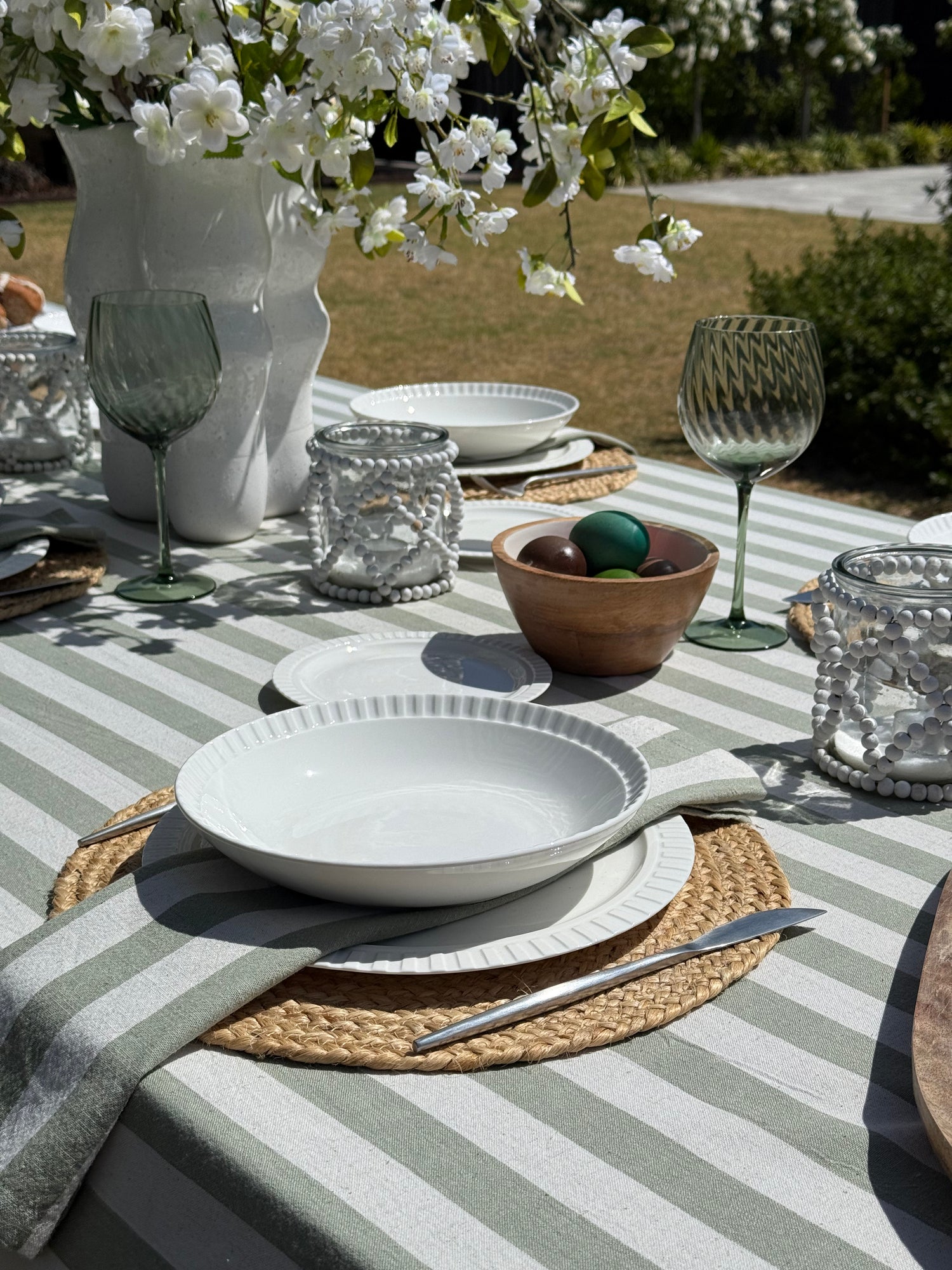 Olive Stone Stripe Napkins - Set of 4