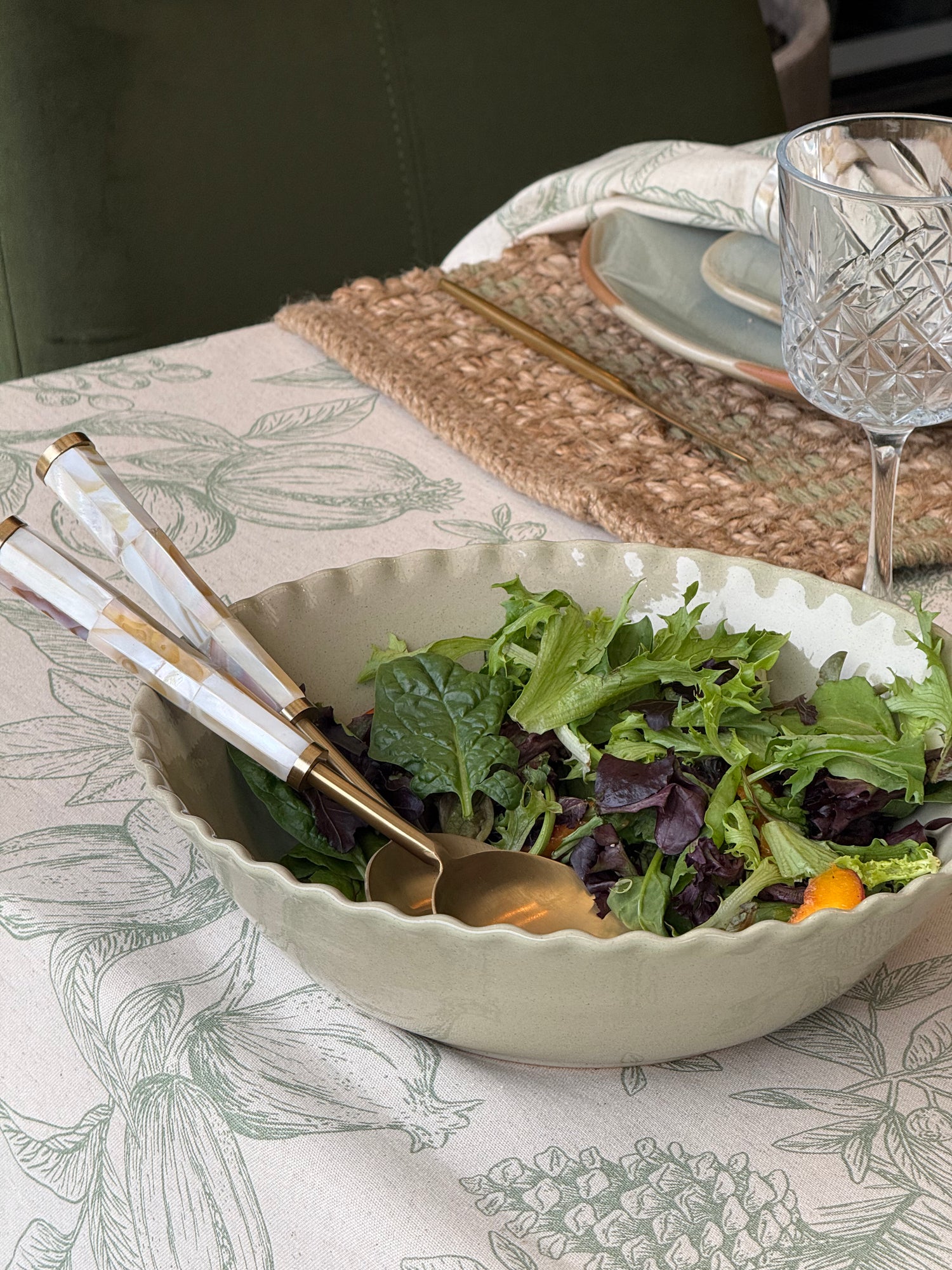 Ella Mother of Pearl Salad Server Set