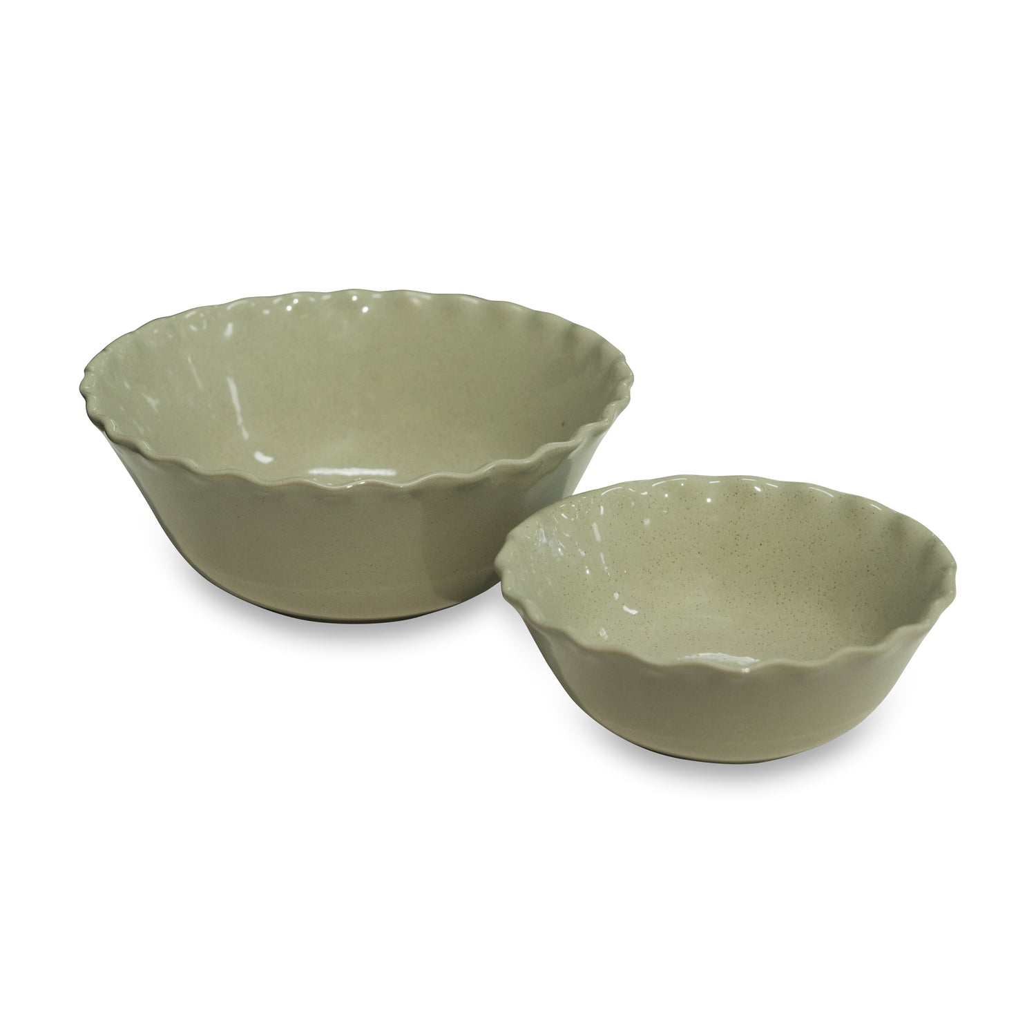 Ivy Wavy Sage Speckle Bowl - Set of 2
