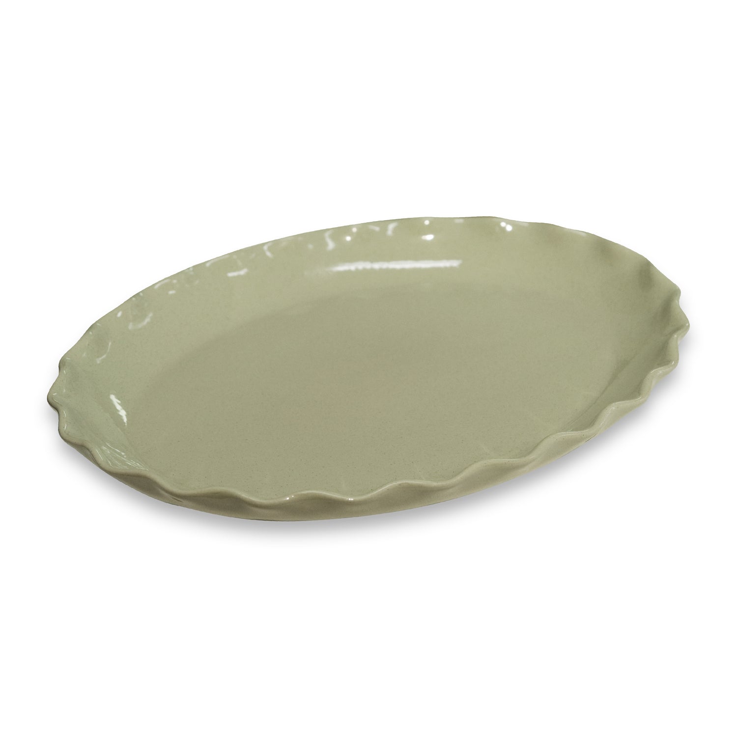 Ivy Wavy Sage Speckle Oval Platter