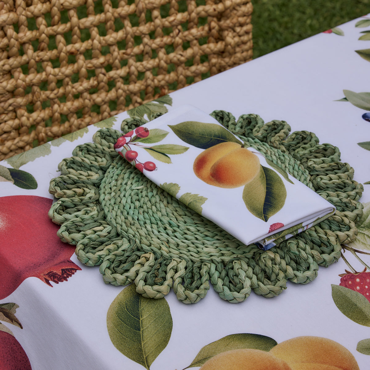 Lucie Dark Green/Light Green Braided Placemat (Sold Individually)