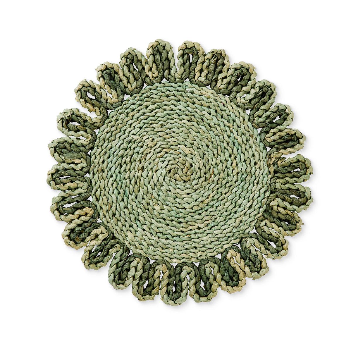 Lucie Dark Green/Light Green Braided Placemat (Sold Individually)